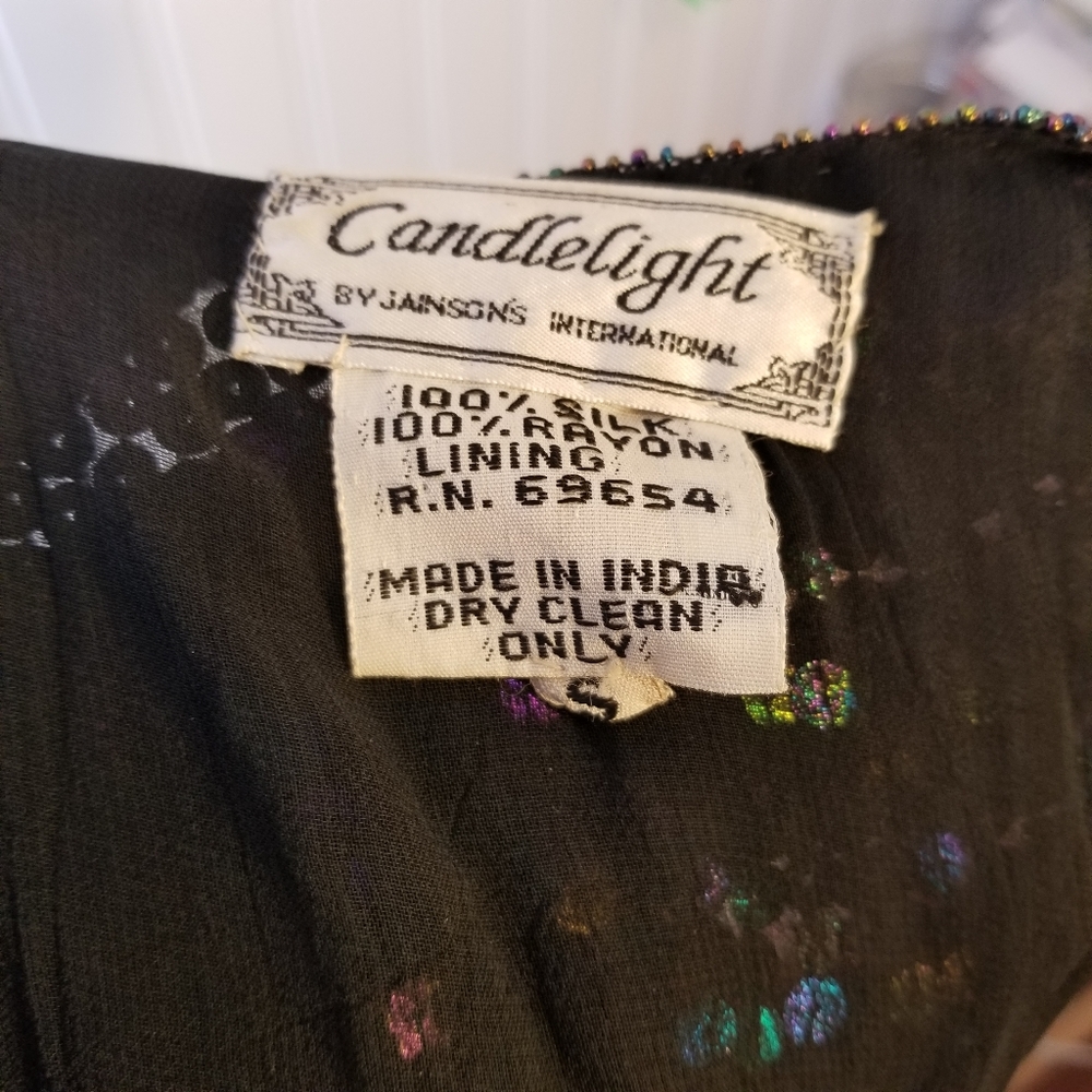 ✨ Vtg 60s Iridescent Sequin Tank Top | Black | S 🥂 - Picture 5 of 9